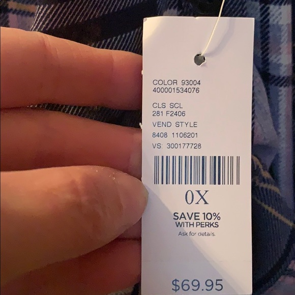 NWT Catherine’s lightweight button down plaid - Picture 4 of 5